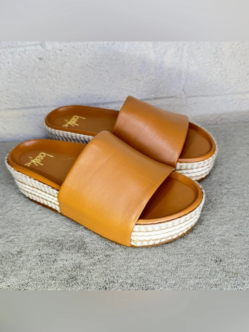 Beek Albatross Platform Sandal Honey Leather Size 7